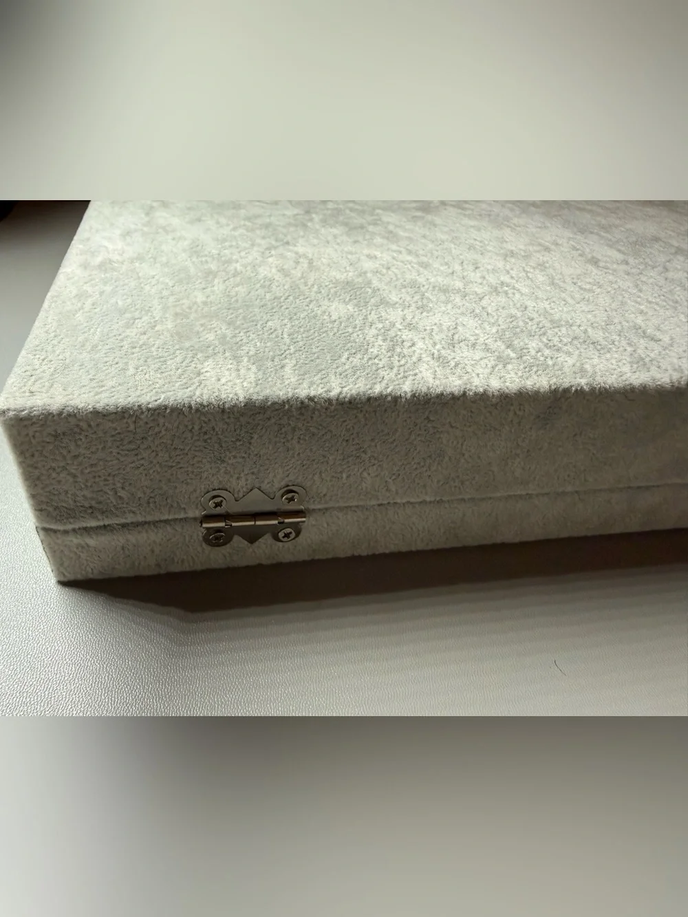 Glass-Top Velvet Jewelry Organizer Tray - Light Gray